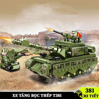 Đồ chơi Xe Tăng XT381, xe quân sự bọc thép đồ chơi lắp ráp cho bé