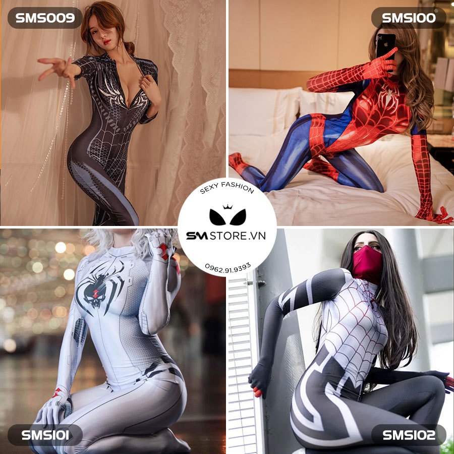 (Hỏa tốc) Cosplay người nhện thiết kế ôm body sexy, khóa kéo hở đáy - SMS009 | BigBuy360 - bigbuy360.vn