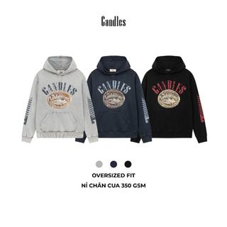 Áo hoodie nam nữ oversize CANDLES COPER HOODIE chất liệu nỉ washed 380 gsm in hình chính hãng