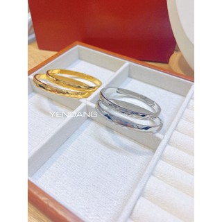 Vòng tay titan bảng tròn chạm kim cương
