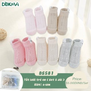 Dokma set 5 đôi tất lưới cổ thấp bé gái, bé trai mã ds266, ds581