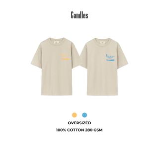 Áo thun nam nữ oversize CANDLES PALM T-SHIRT chất liệu cotton 100% 280gsm in thêu họa tiết chính hãng