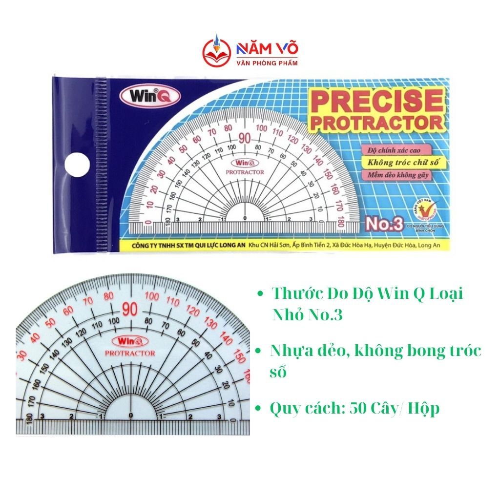 COMBO 2 Cây Thước Đo Độ Đo Góc LOẠI NHỎ Nhựa Dẻo Win Q / WinQ Qui Lực  No.03 / No03 / No3 / No.04 / 