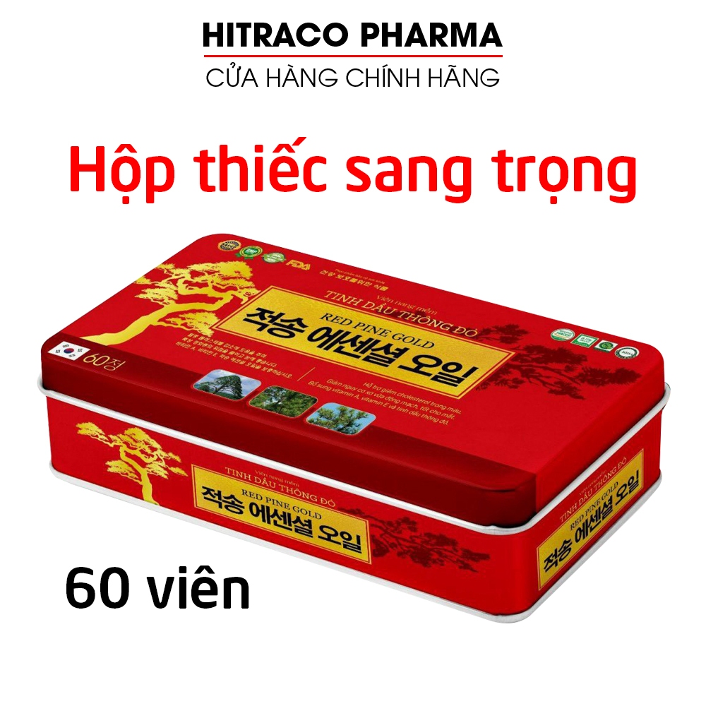 Viên tinh dầu thông đỏ (hộp thiếc) Red Pine Gold tốt cho mắt, giảm cholesterol trong máu - 60 viên