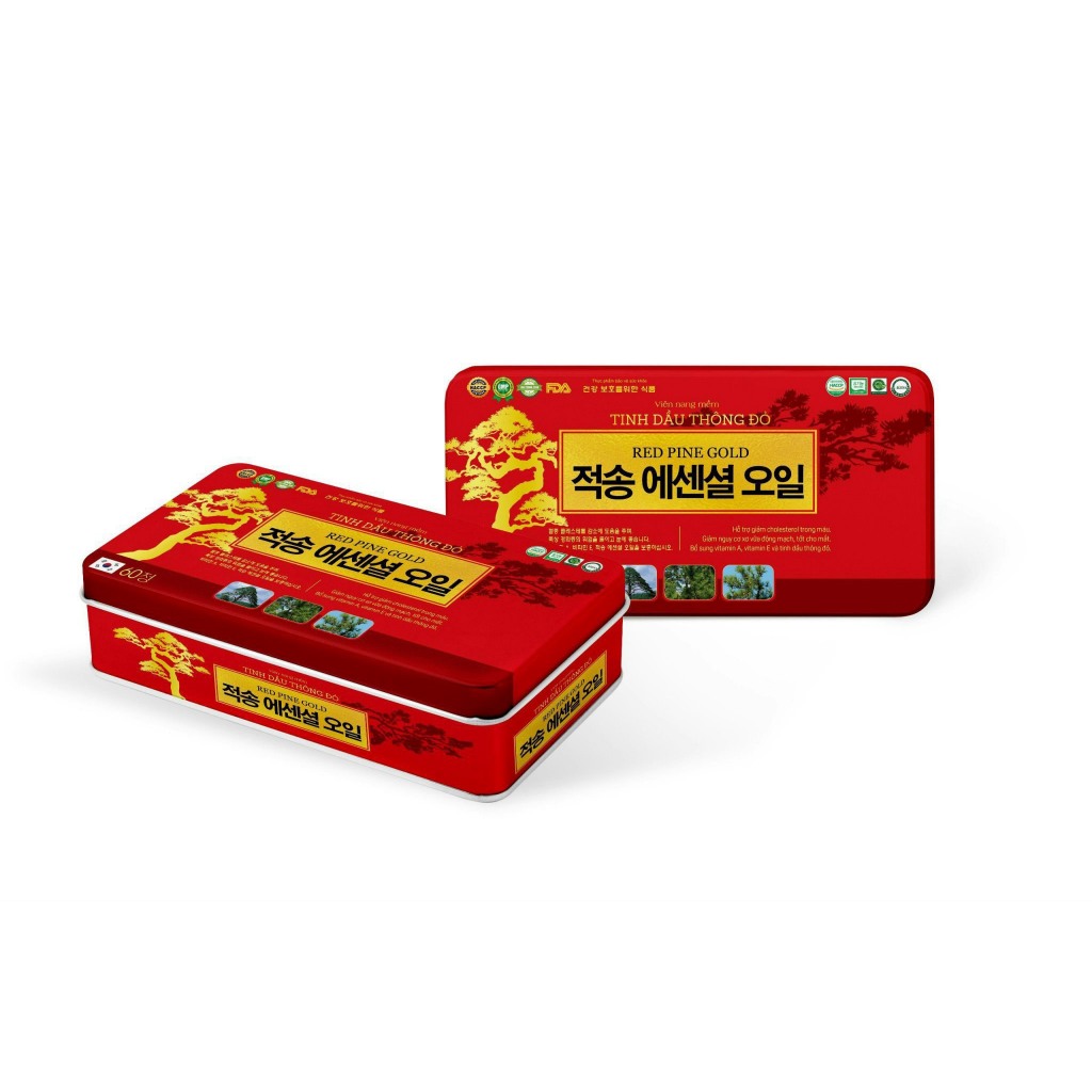 Viên tinh dầu thông đỏ (hộp thiếc) Red Pine Gold tốt cho mắt, giảm cholesterol trong máu - 60 viên