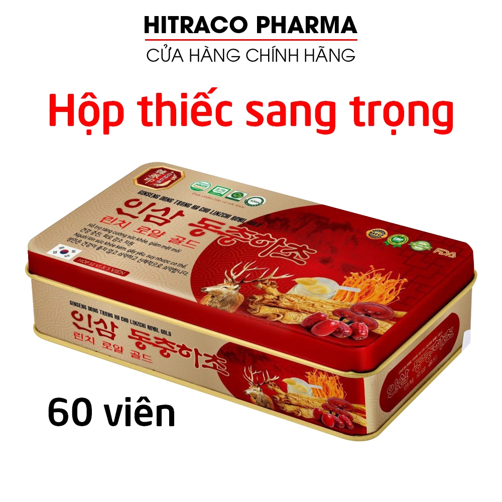 Viên uống Ginseng đông trùng hạ thảo linh chi (hộp thiếc) tăng cường sức khỏe, sức đề kháng - 60 viên