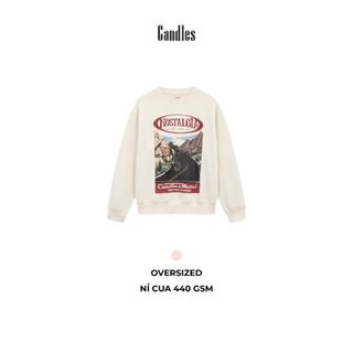 Áo nỉ nam nữ oversize CANDLES MOTEL SWEATER chất liệu nỉ cua 440gsm in hình chính hãng