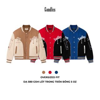 Áo khoác nam nữ oversize CANDLES WESTERN VARSITY chất liệu dạ 580 gsm lót trần bông 5 oz chính hãng