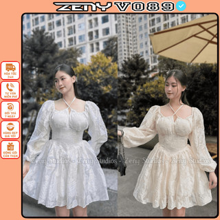 Váy tiểu thư dài tay công chúa thắt nơ xinh xắn ZENY STUDIOS V089
