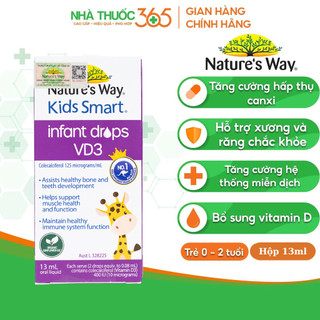 Siro Uống D3 Thuần Organic Nature's Way Kids Smart Infant Drops VD3 Bổ Sung Vitamin D Cho Bé 13ml