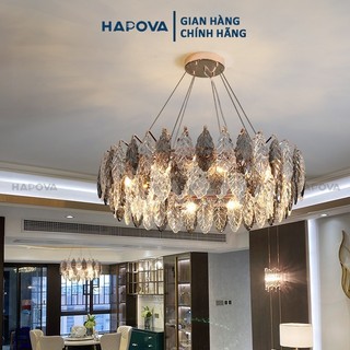Đèn chùm pha lê thả trần cao cấp nhập khẩu, đèn treo trần hapova ukin 9028 kèm bóng led chuyên dụng