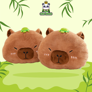 Gấu bông gối tựa chuột capybara đội rùa nhỏ ngộ nghĩnh - vua gấu bông