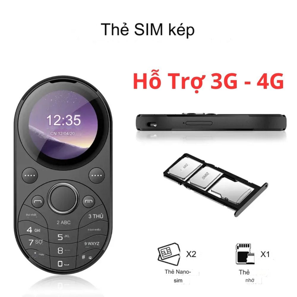 Điện Thoại i15 Pro Mini Mặt Tròn Độc Lạ Máy 2 Sim hỗ trợ 3G 4G Bàn Phím To Tặng Kèm Ốp Lưng Pin trâu nghe nhạc chụp ảnh | BigBuy360 - bigbuy360.vn