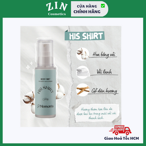 Body Mist Không Cồn De Memoria Hương Hoa Thanh Lịch Quyến Rũ Trưởng Thành (50ml) - Hist Shirt #04 BST Cảm Xúc Chân Thật