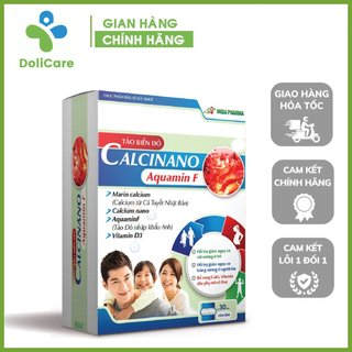 Canxi calcinano viên uống bổ sung canxi chiết xuất từ tảo biển đỏ aquaminf, vitamin d3, vitamin k2. hộp 30 viên