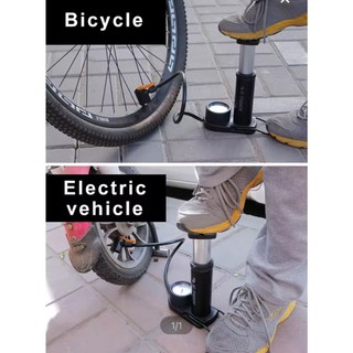 Bơm xe đạp chân đứng bơm chân đầu van đa năng bơm lốp xe đạp, ôtô, bóng bay, bơm đạp chân nhỏ gọn
