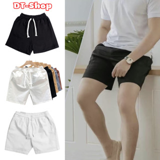  Quần sọt kaki nam nữ lưng thun hai màu đen trắng short trên gối tập gym mặc nhà - dt_shop C1 