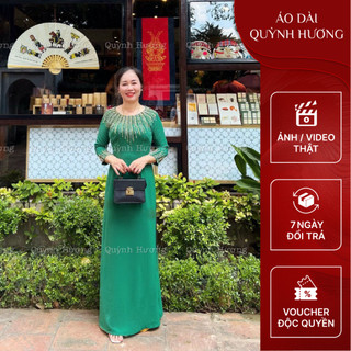 Áo dài bà sui - Áo dài lụa mỹ kết sọc thu công siêu xinh cho mẹ by Quỳnh Hương