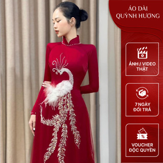 Áo dài cưới cô dâu lụa kết khổng tước siêu xinh by Quỳnh Hương