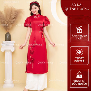 Áo dài cách tân giọt lệ màu đỏ đổ siêu xinh by Quỳnh Hương
