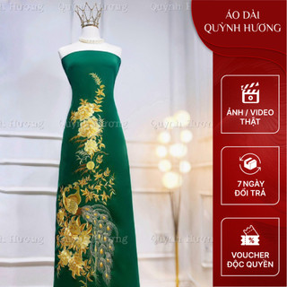 LM7- Vải áo dài lụa mỹ hình thêu nổi cao cấp và sang trọng cho mẹ by Quỳnh Hương