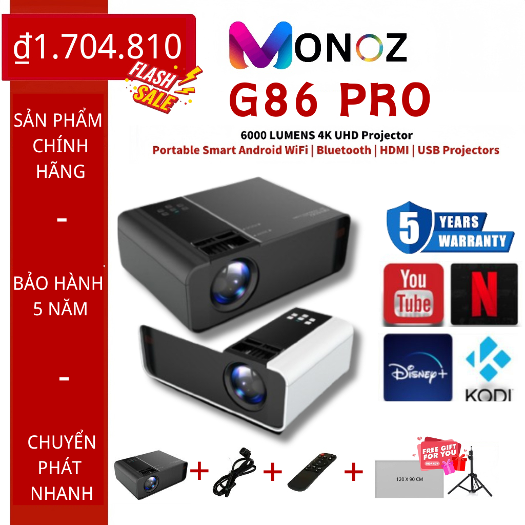 Máy chiếu G86 FULL HD 1080P Máy chiếu mini Android WIFI Máy chiếu di động LCD