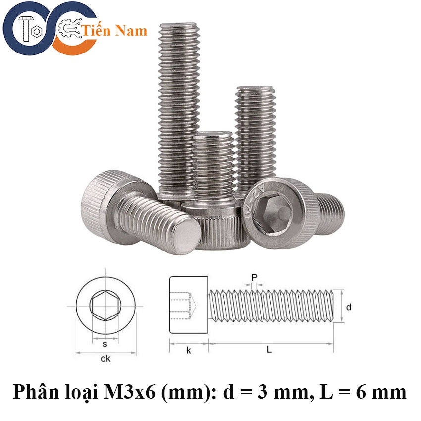 Bu lông lục giác chìm đầu trụ inox 304 M8