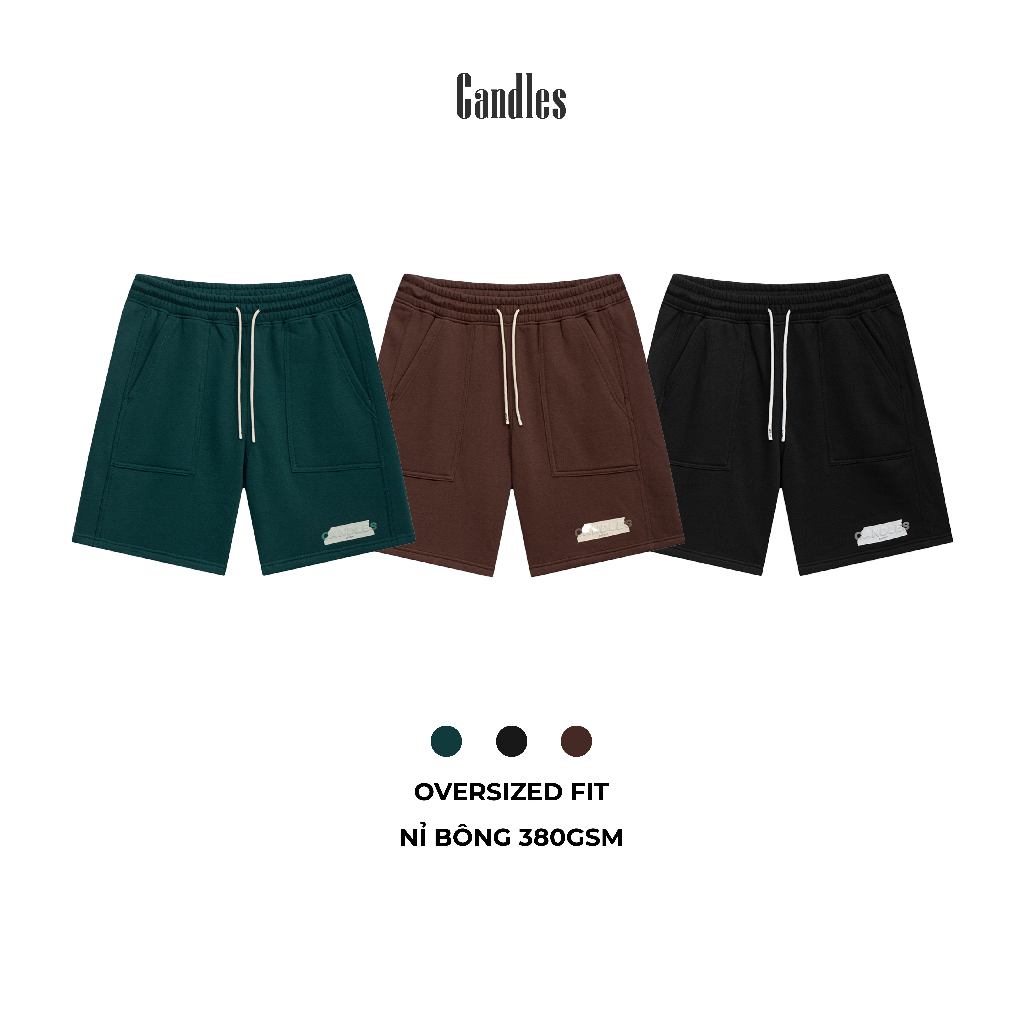 Quần short nam CANDLES HIDDEN SWEAT SHORT chất liệu nỉ form oversized