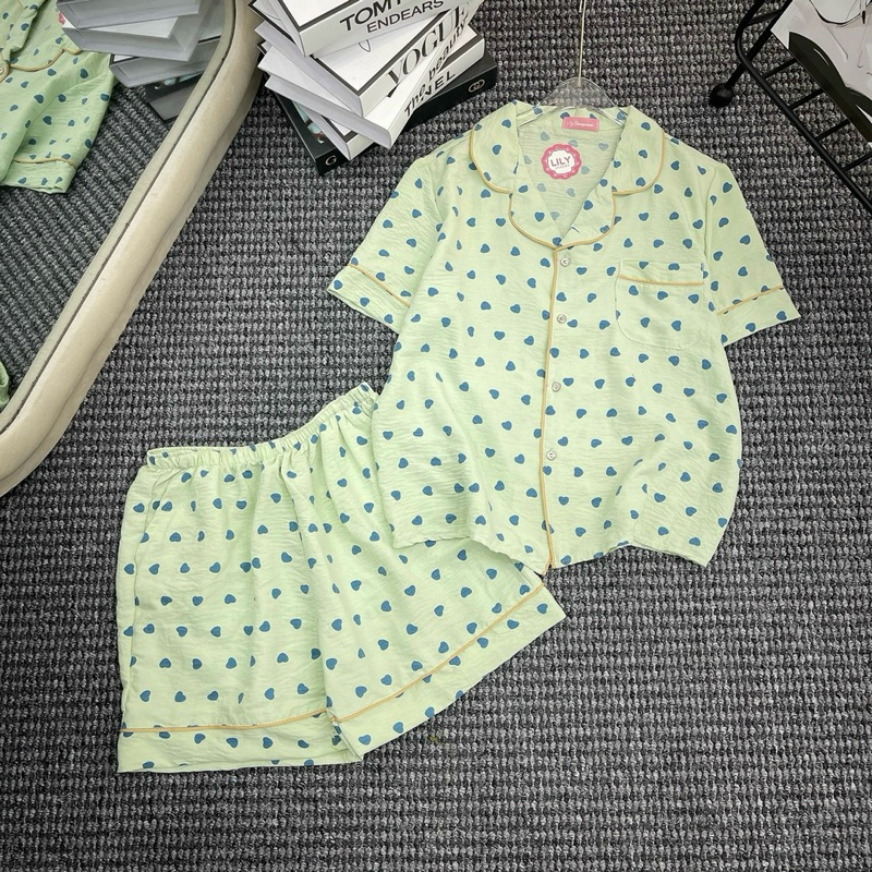 Bộ Pyjama Mặc Nhà Chất Đũi Lụa Hàng Cộc Đùi Siêu Mát