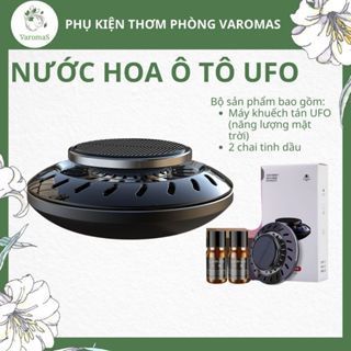 Máy khuếch tán tinh dầu thơm xe ô tô đĩa bay ufo varomas xoay năng lượng mặt trời tặng vòng gỗ thơm và 2 tinh dầu kt81