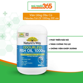 Viên Uống Dầu Cá Nature’s Way Odourless Fish Oil Tăng Cường Sức Khoẻ Tự Nhiên Không Mùi 1000mg - 200 Viên