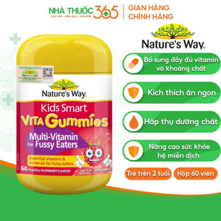 [DATE T1.2025] Kẹo Dẻo Vi Chất Nature's Way Vita Gummies Multi Vitamin for Fussy Eaters Kích Thích Ăn Ngon - Hộp 60 Viên