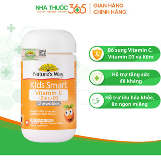Viên Nhai Nature’s Way Kids Smart Vitamin C+ZinC+D3 Chewable Tablets Bổ Sung Vitamin Cho Bé Phát Triển Toàn Diện 75 Viên