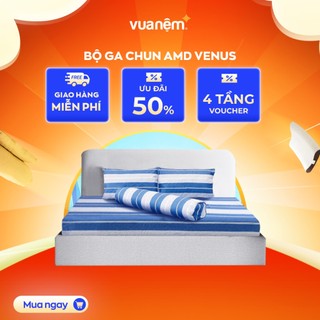 Bộ ga chun Amando Venus kẻ 4CT mềm mịn, thấm hút tốt