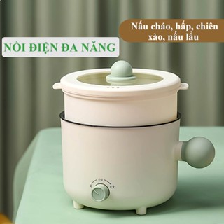 Nồi điện đa năng HOMELOVE Nồi điện mini 2 tầng chống dính kèm giá hấp chiên luộc nấu mì nhỏ gọn tiện lơi mẫu mới
