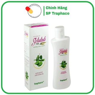 Dung dịch vệ sinh Solutab Traphaco với Trầu không, lô hội, acid lactic giúp làm sạch và giữ ầm cho vùng kín. Chai 100ml