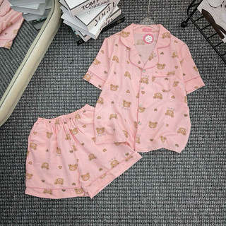 Bộ Pyjama Mặc Nhà Chất Đũi Lụa Hàng Cộc Đùi Siêu Mát