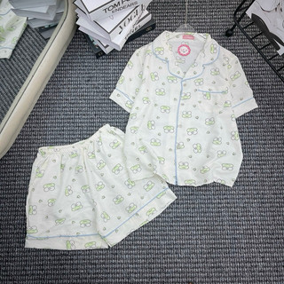 Bộ Pyjama Mặc Nhà Chất Đũi Lụa Hàng Cộc Đùi Siêu Mát