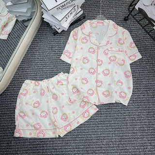 Bộ Pyjama Mặc Nhà Chất Đũi Lụa Hàng Cộc Đùi Siêu Mát