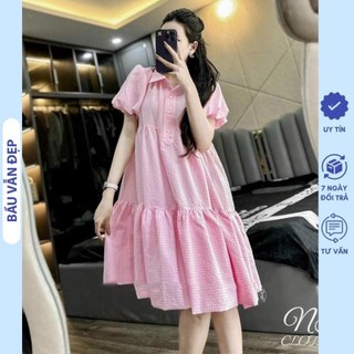 ĐẦM BẦU  MÙA HÈ KẺ SỌC FREESIZE DƯỚI 65KG