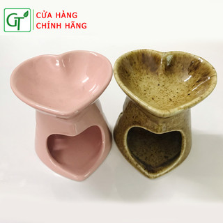 Đèn Đốt Tinh Dầu Bằng Nến Hình Trái Tim - Gốm Bát Tràng - [HÀNG CAO CẤP]