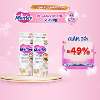 [ƯU ĐÃI THÁNG 4_GIẢM TỚI 49%] Combo 2 Tã/bỉm dán Merries size XL 44 miếng (Cho bé 12 - 20 kg)