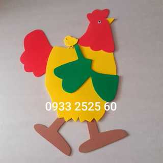 Hình gà cõng con bằng giấy xốp _Phụ kiện trang trí thiệp, phong thư, bưu thiếp, bao thư, bao lì xì, giấy mỹ thuật