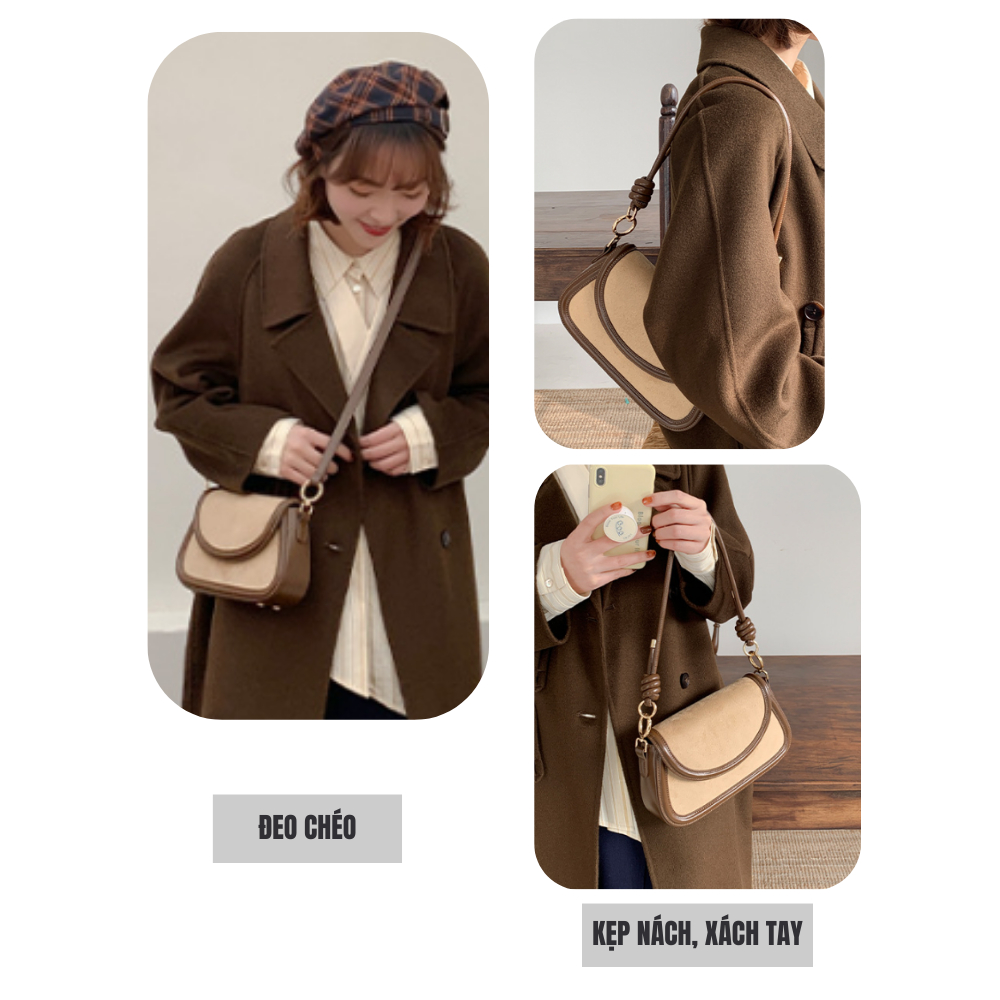 Túi Xách Nữ Đeo Chéo Kẹp Nách Hàng Hiệu MICOCAH Dáng Công Sở Thời Trang Phối Màu Vintage Siêu Đẹp MC75 - Tukado