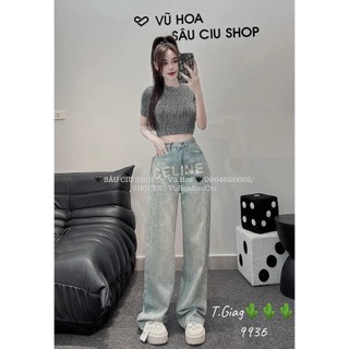 Quần Jean nữ ống đứng, quần bò ống suông thiết kế Chữ cạp cao cá tính mẫu mới QCCC chất dày dặn LuciK Shop 3560 QD0038