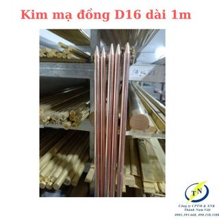 Kim mạ đồng d16 dài 1m, Kim thu lôi mạ đồng, Kim cổ điển mạ đồng, Kim thu sét cổ điển