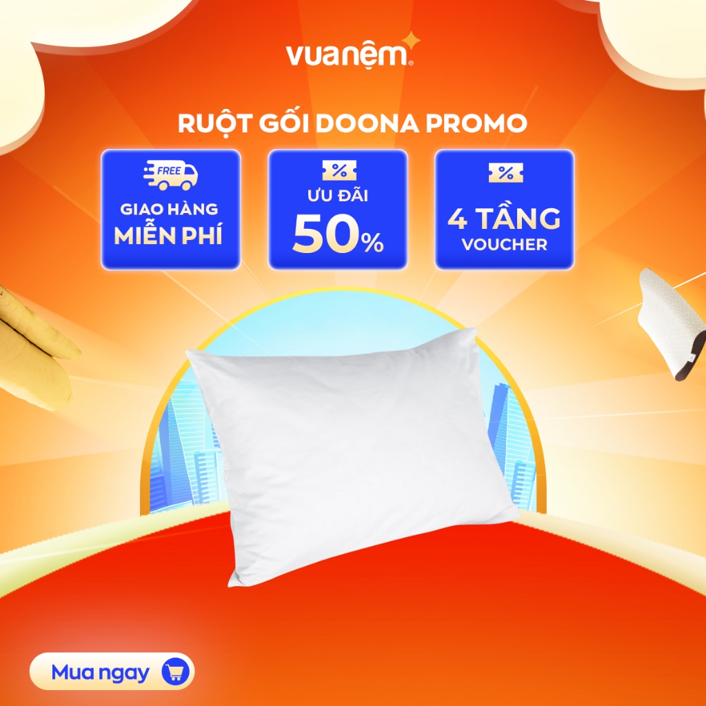 Gối bông Doona Promo 45x65cm nâng đỡ nhẹ nhàng êm ái, thoáng khí