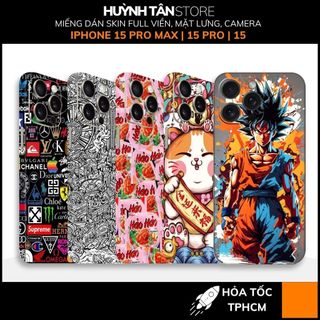 Dán skin iphone 15 promax 15 pro 15  full viền mặt lưng camera in nhiều mẫu đa dạng phụ kiện điện thoại huỳnh tân store
