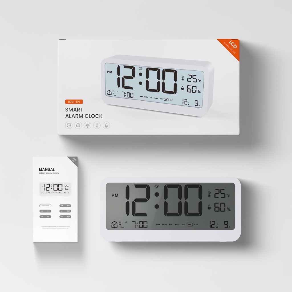 Đồng hồ led để bàn màn hình LCD cao cấp đo nhiệt độ và độ ẩm, Đồng hồ báo thức kỹ thuật số báo thức kép tích hợp đa đăng | BigBuy360 - bigbuy360.vn