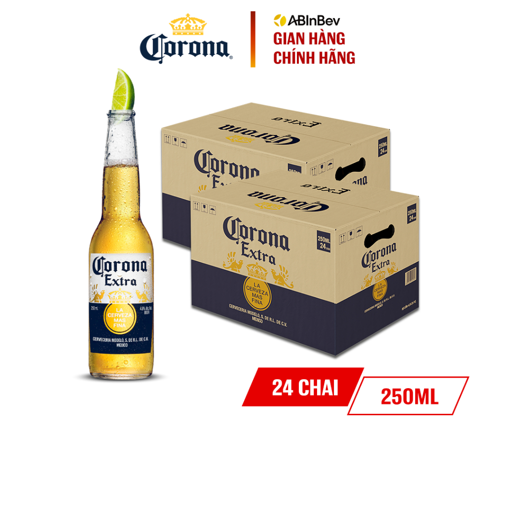 Combo 2 Thùng Bia Corona Extra nhập khẩu thùng 24 chai (250ml/chai)